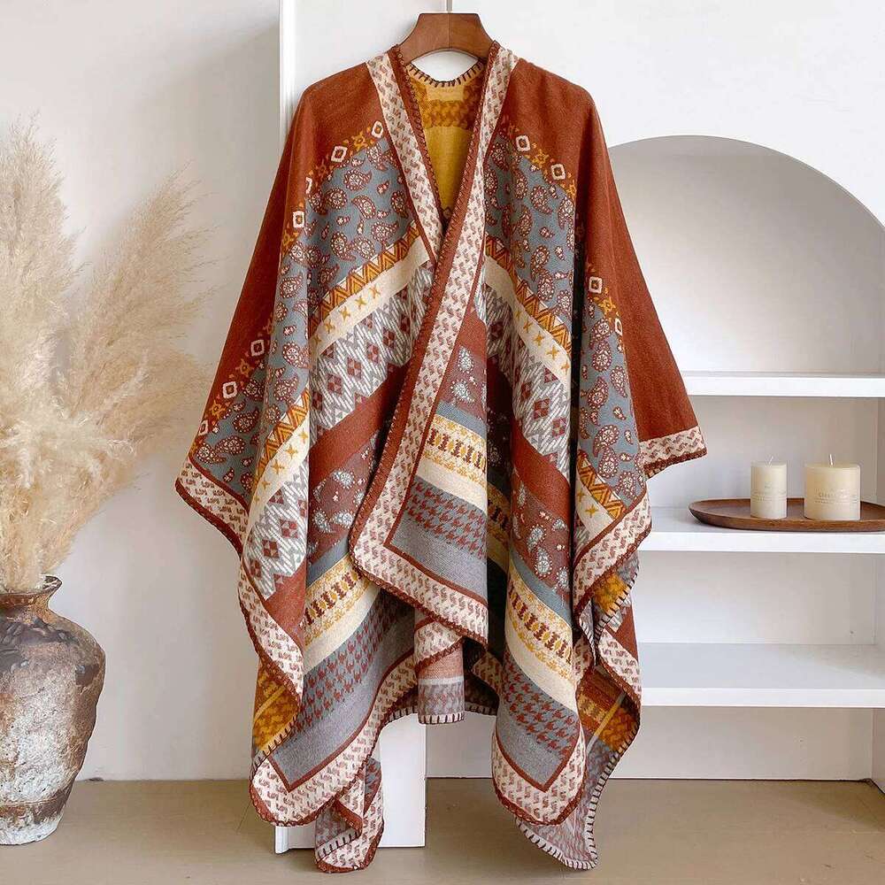 2025 Women's Luxury Brand Cashmere Winter Shawl - Vintage Allover Pattern Printed with Tassels, Pashmina Wrap & Bandana XJ260304