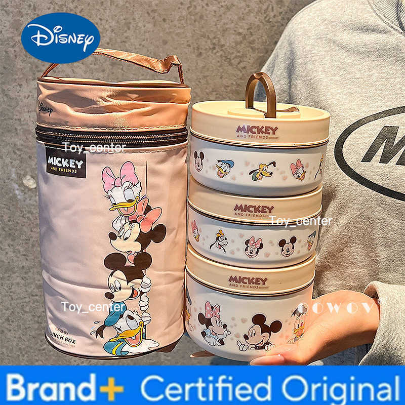 Disney Winnie The Pooh Mickey Cartoon Stainless Steel Bento Lunch Box 2025 New Food Grade Stackable With Insulated Bag For Home H260304