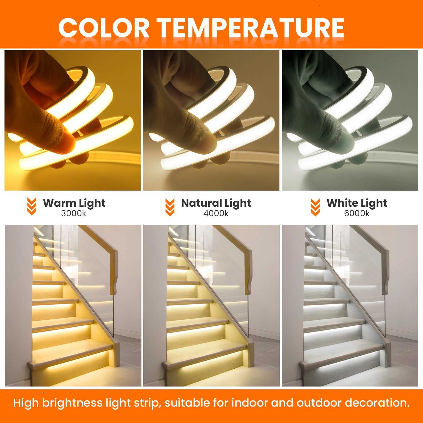 Dimmable COB LED Strip Neon Light 5V USB Flexible Adhesive Tape with ON OFF Switch 320LEDs/m Waterproof LED Light for Room Decor H260304