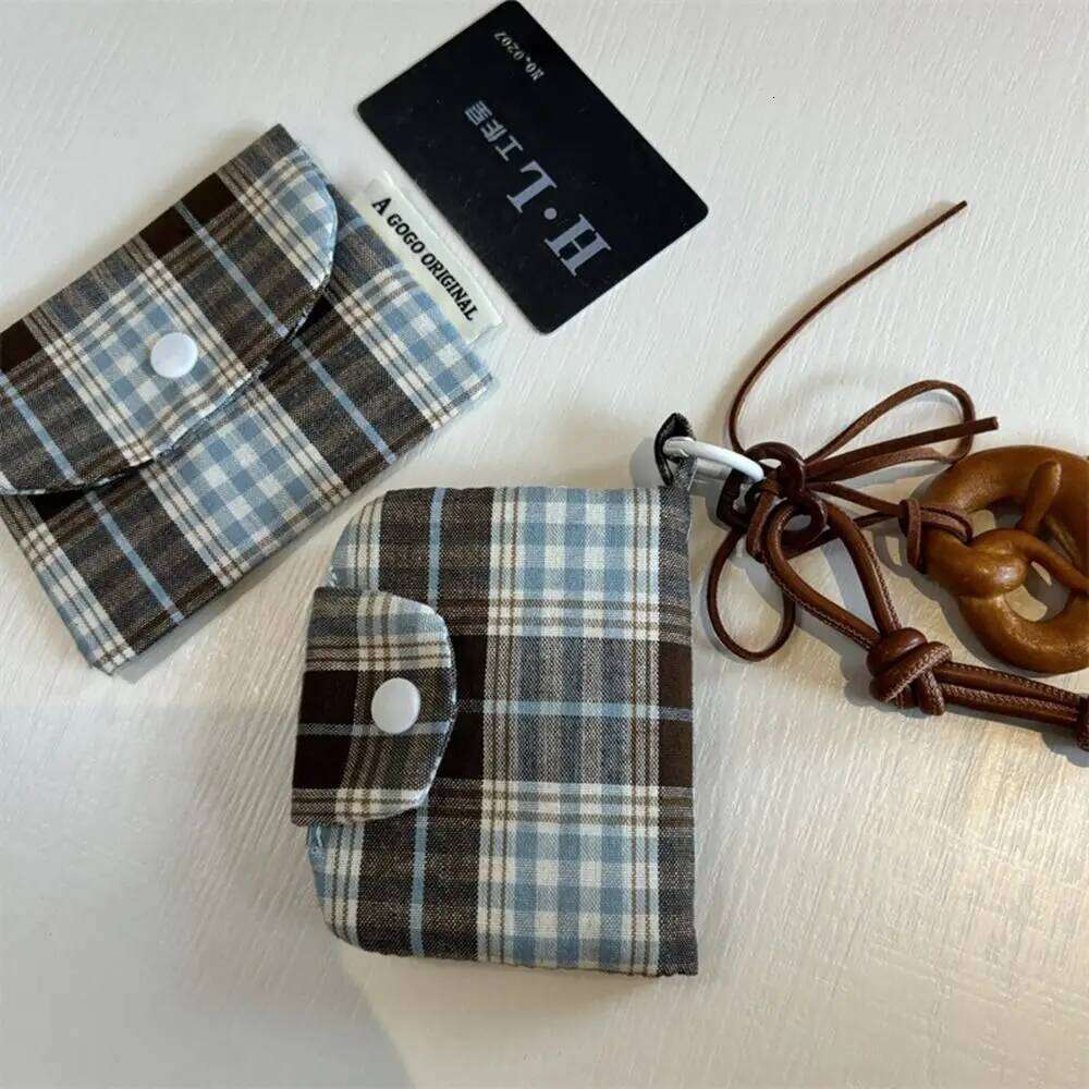Canvas Retro Plaid Zipper Portable Mini Cash Wallet Coin Purse Multifunctional Cloth Envelope Wallets Outdoor C260304