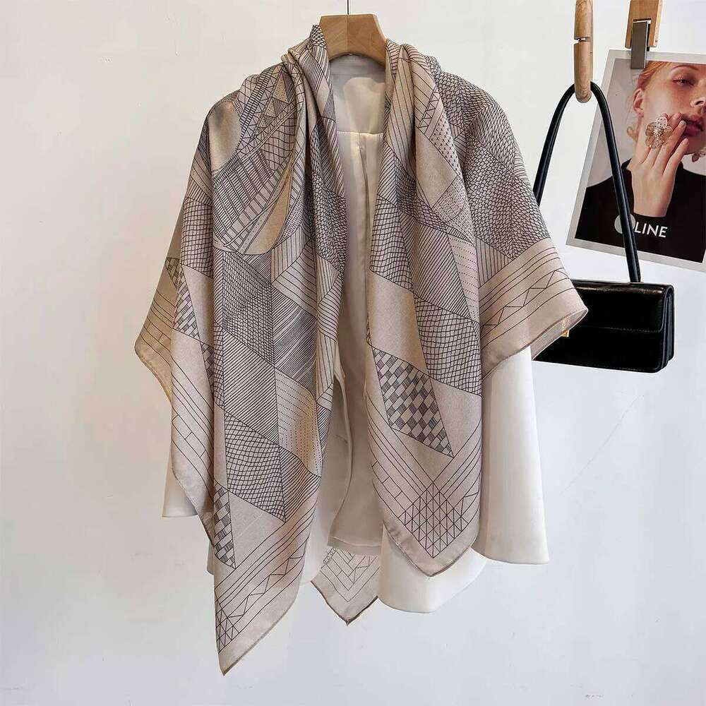 130*130cm Large Shawl Beach Wraps Women Luxury Printed Square Scarf Breathable Scarves Bandanas Elegant Hijab For Travel XJ260304