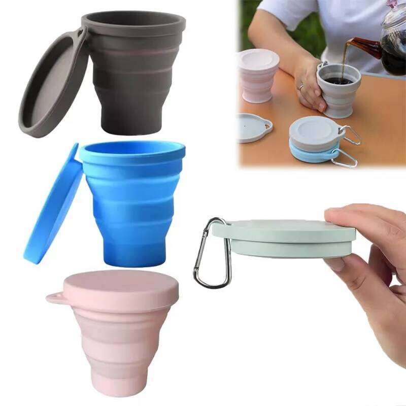 1-10PCS 180ML Silicone Collapsible Water Outdoor Camping Travel Portable Foldable Lid Coffee Cup Sports Hiking Accessories S260303