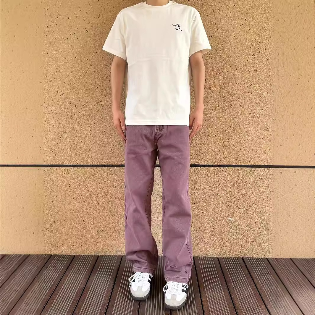 Pants That Make Small Guys Look Taller High Street Vibe Absolutely Stunning American-style Purple Jeans Niche Designer Pants Straight-leg Pants Trendy Men's
