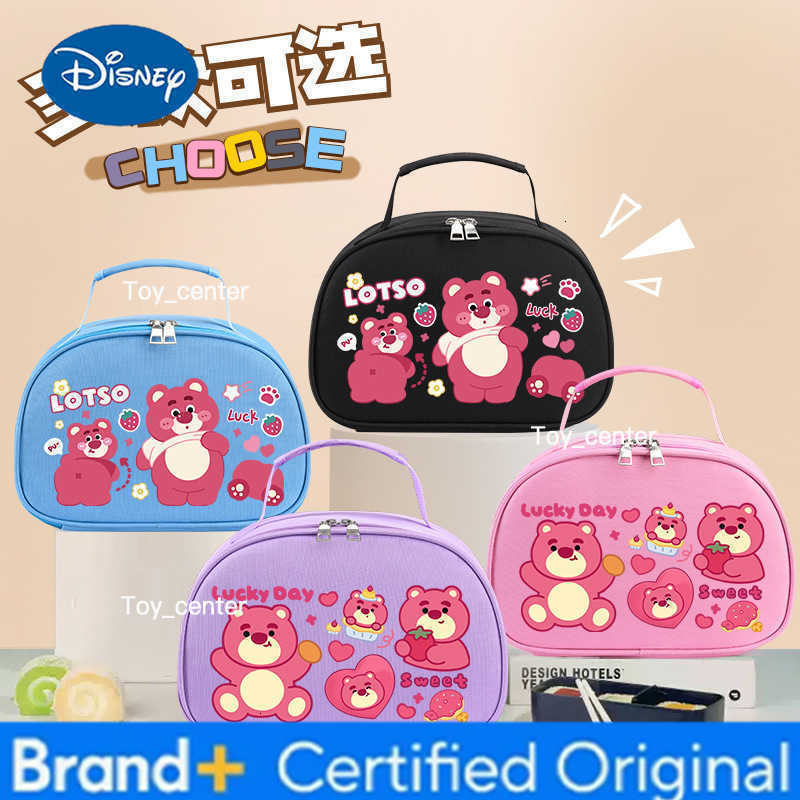 Kawaii Disney Lotso Bento Bag Cute Student Meal Box Bag Aluminum Foil Portable Large Capacity Handheld Lunch Box Bag Girl Gift H260304