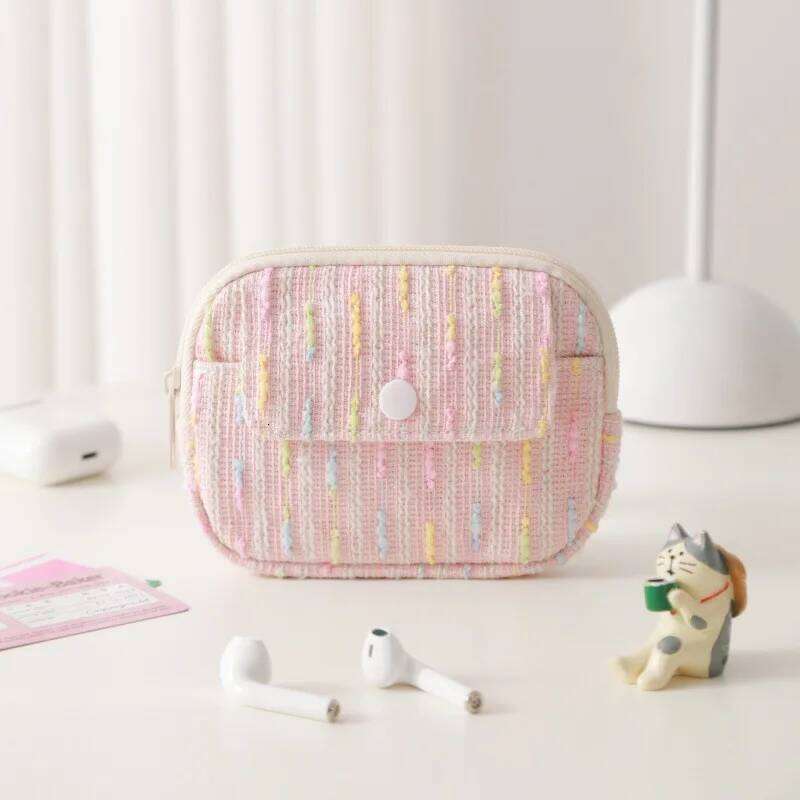 Elegant Tweed Style Flap Coin Purse: Portable Organizer Bag, Mini Lipstick Cosmetics Bag for Women Girls Fashionable Gift C260304