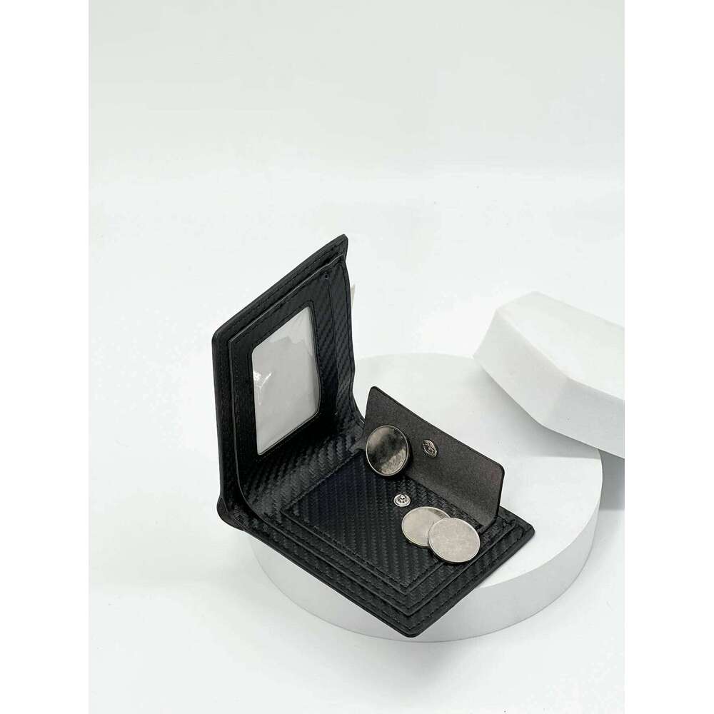 Fashion Trend New Business Casual Students Simple Men's Short Carbon Fiber with Card Slot Wallet C260304