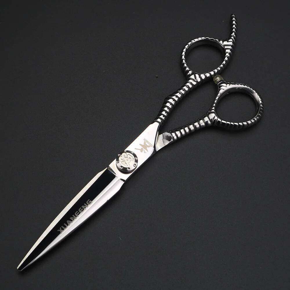 Silver Snake Pattern Handle Hair 6-inch Barber Cutting and Thinning Scissors H260303