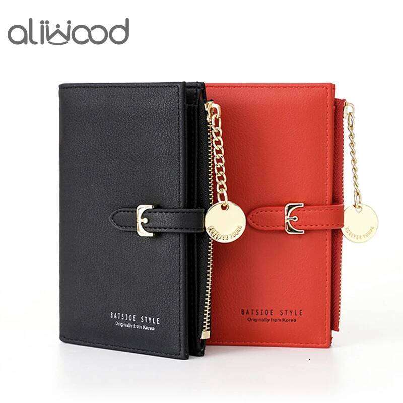 aliwood Brand Women's Wallet Clutch Trendy Simple Short Zipper Purse Chain Belt Buckle Female Wallets Card Holder Cartera Mujer C260304