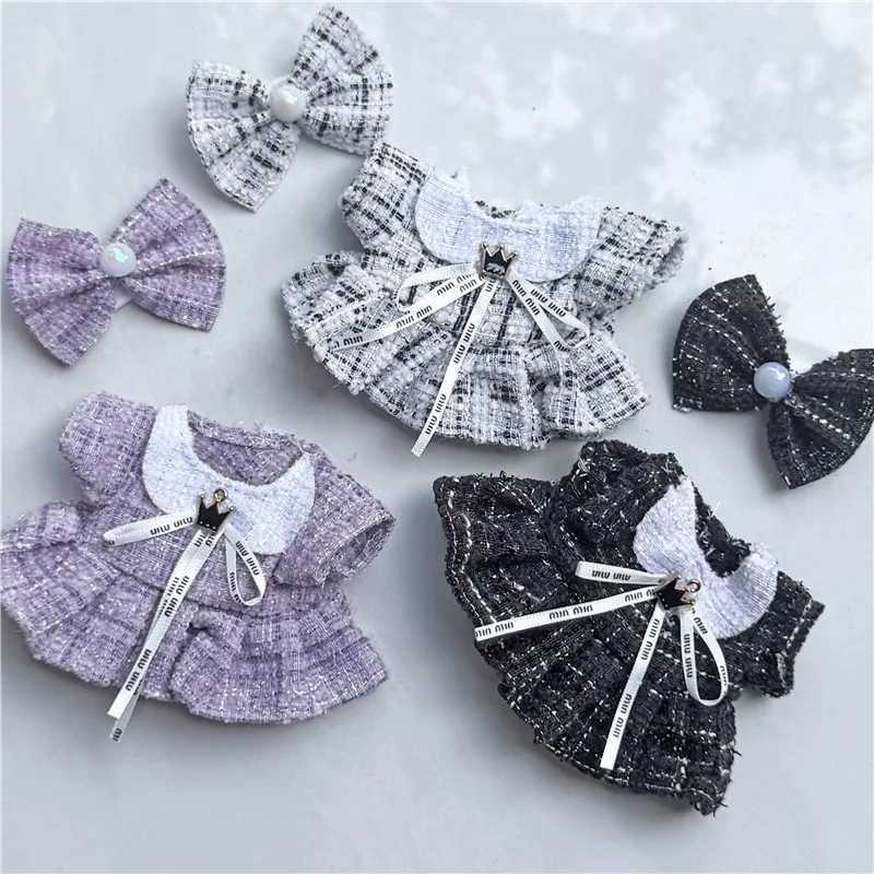 Luxury Princess Tweed Dress Set with Bow, Bag & Shoes for 15-17cm Labubu Dolls Cute Outfit AccessoriesT260304