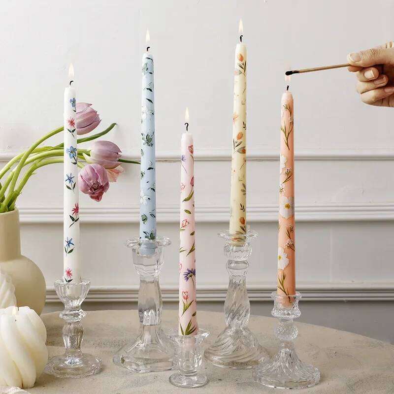 2pcs/box Flower Long Stick Scented Aromatherapy Soy Wax Candles Wedding Birthday Candle Party Home Decoration W260304