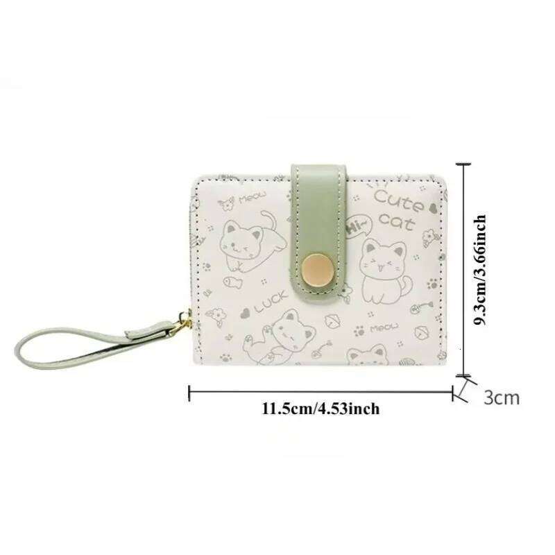 1pc Adorable Cat Mini Wallet - Lightweight Zippered Multi-Card Slot ID Credit Holder Gift for Teens Casual Trendy Multi-Color C260304