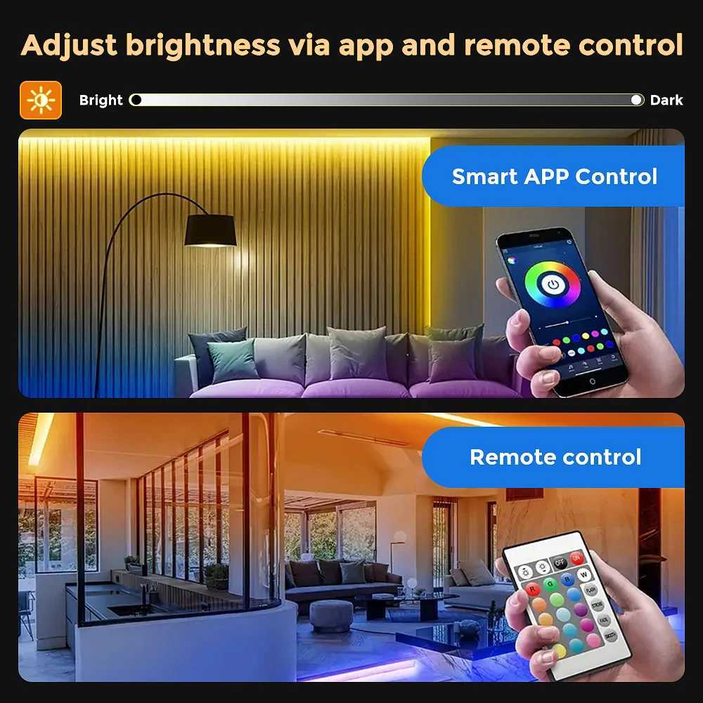 1M-30M LED Strip Light Music Sync 100ft 5V USB Powered LED Light Strip with Remote RGB 3535 Color Changing LED Strip for Decro H260304