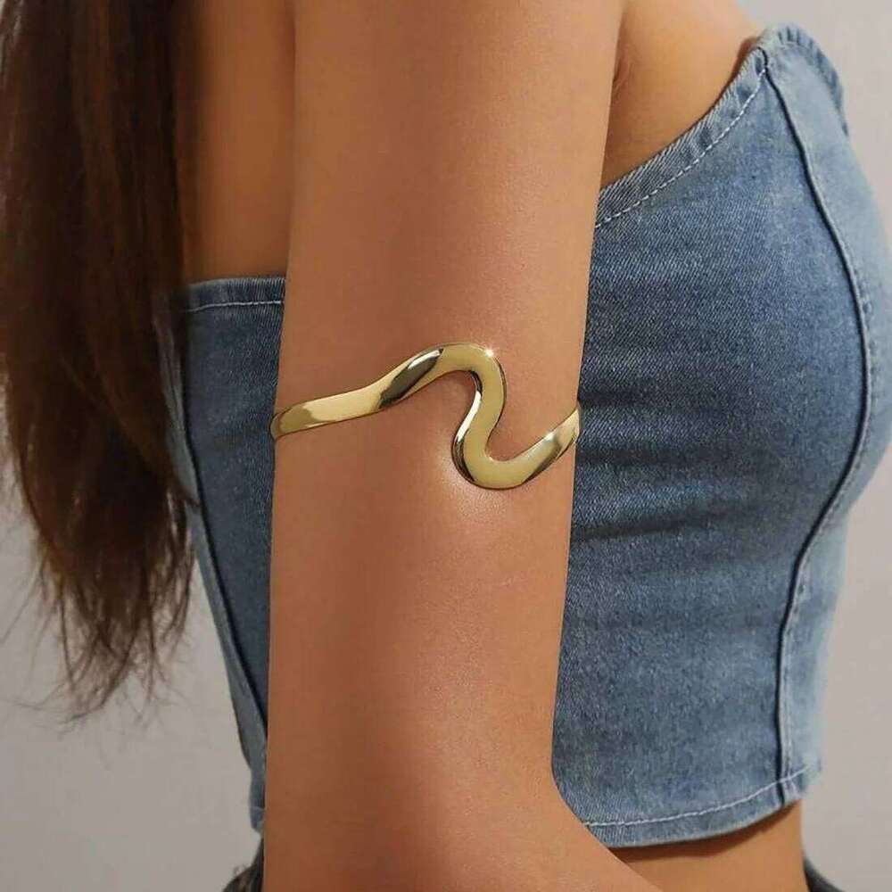 Personality Trendy Metal Irregular S-shaped Wavy Shape Open Wrist Bracelet Bangle For Women Party Jewelry XJ260303