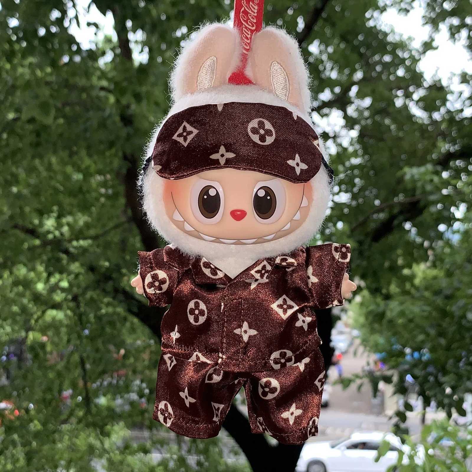 Labubu 15-17cm Pajama Set - 3-Piece Sleepwear with Eye Mask for V1/V2/V3, Kawaii Doll AccessoriesT260304