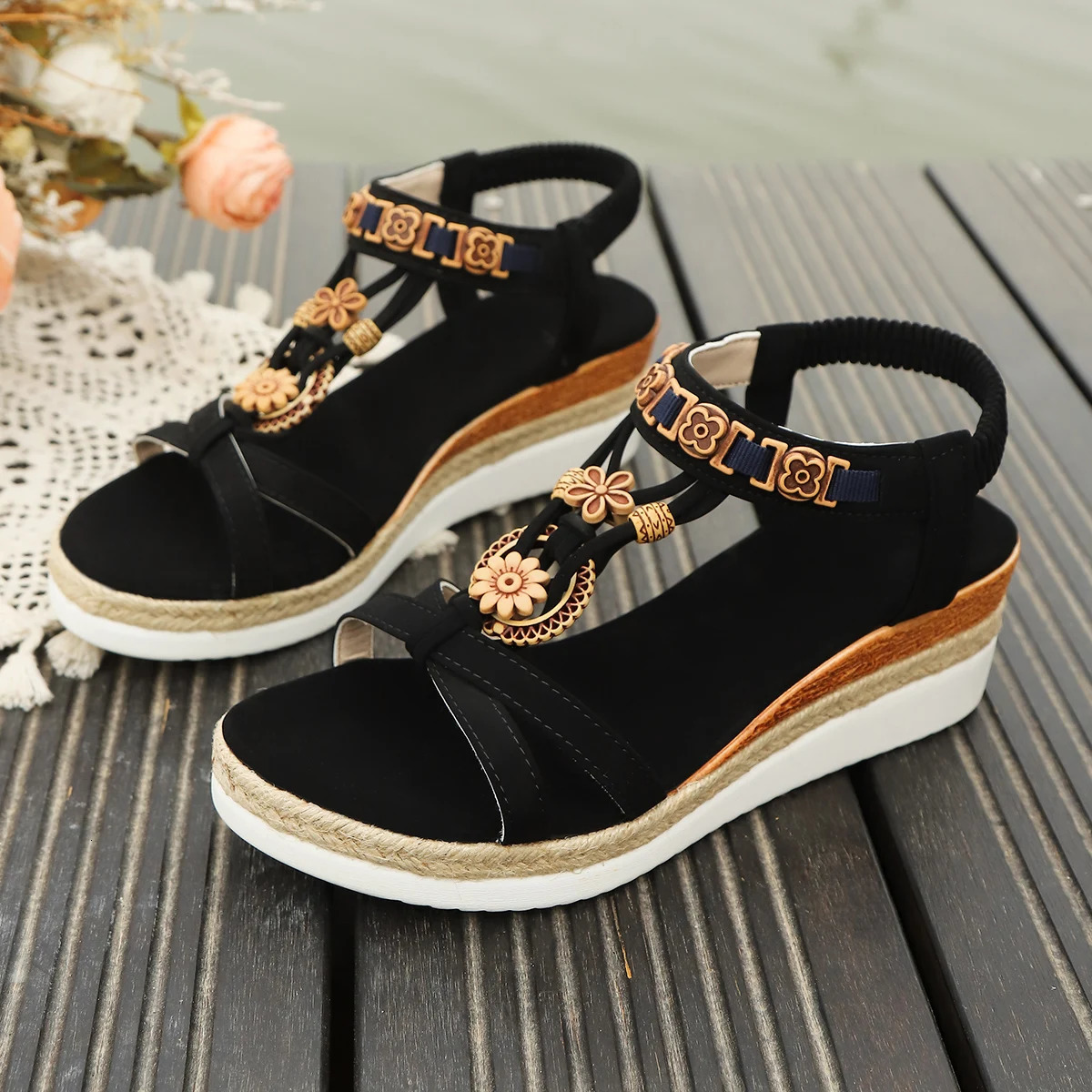 Women Wedge Sandals Summer Braided Band Platform Gladiator Sandals Woman Thick Bottom Beach Shoes Women Sandalias De Mujer 260306