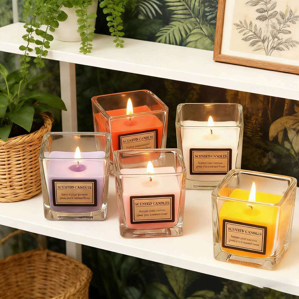 Long-Lasting Scented Candles Natural Wax Glass Jar Home Relax Yoga Stress Relief Perfect Gift for Women W260304