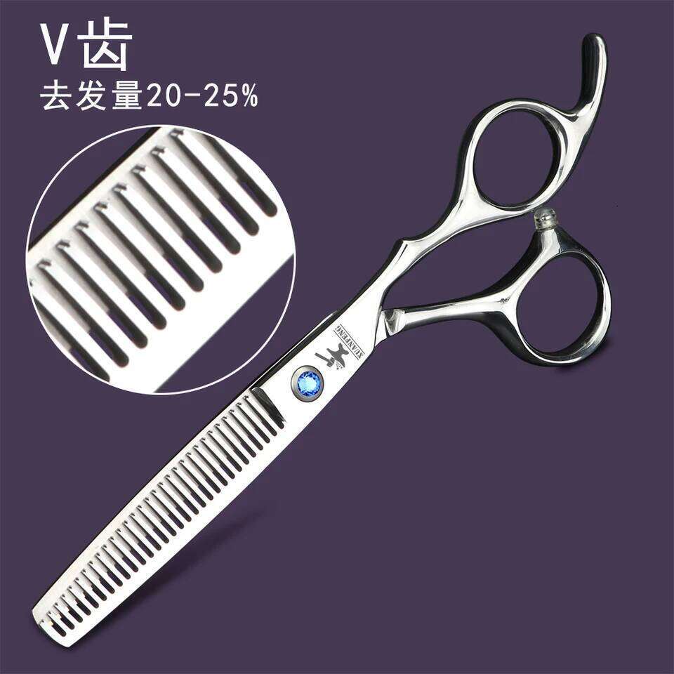 XUANFENG bull Screw Barber Cutting and Thinning 6-inch Japanese 440C Steel Hair Scissors H260303