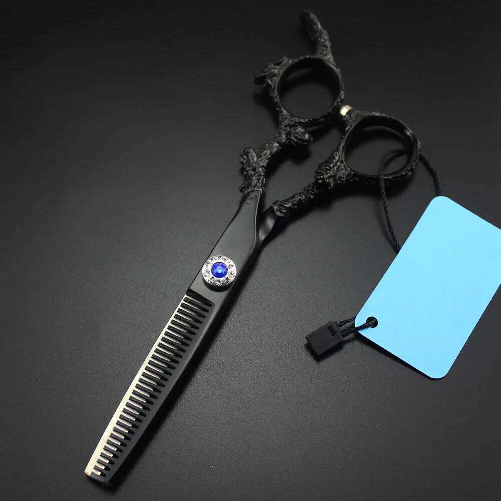 Customize logo JP 440c steel 6 '' Black Dragon hair cutting barber tools haircut thinning shears hairdresser scissors H260303