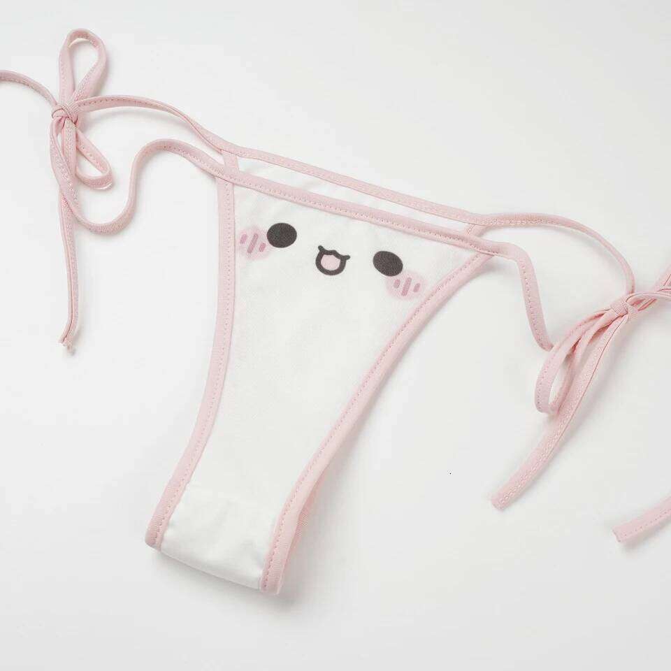 Cute Bikini 2025 Anime Kawaii Girl Cosplay Swimsuit Women Lace Up Bathing Suit Low Waist Bikinis Sets Beach Swimwear Y260303