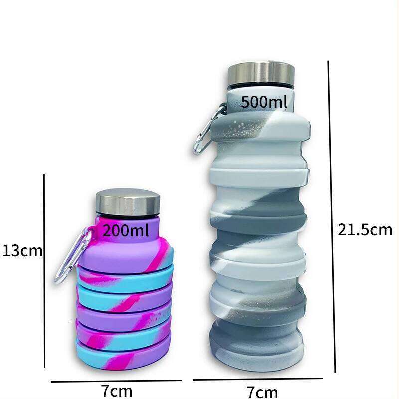 Telescopic Silicone Water Portable cup folding kettle suitable both hot and cold sports water Bottle fitness S260303