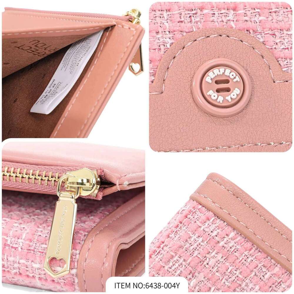 Fashionable buckle, versatile ladies' and color-blocking wallet, 50% off small change storage, short wallet C260304