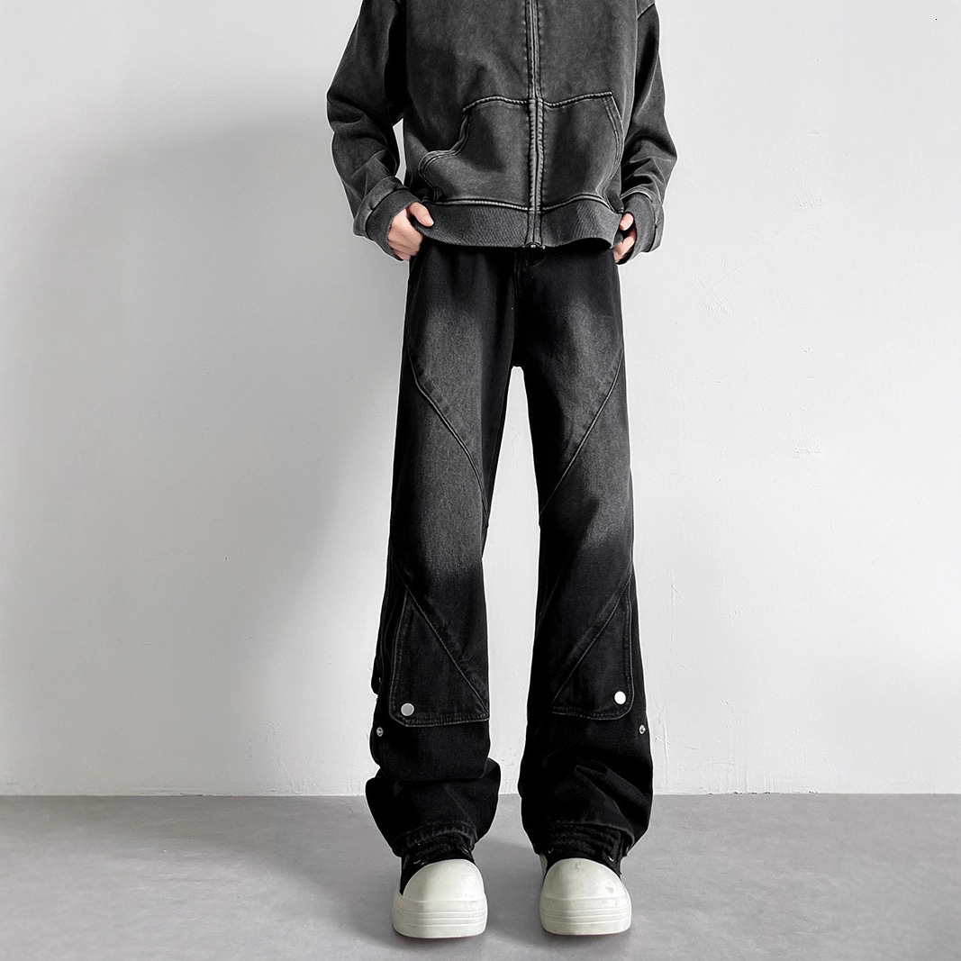 2026 Regular Everyday Spring And Autumn Trousers American Retro Style Buttoned Jeans Slim Designer Pants Straight Cut Slightly Flared Trendy For Teenagers Washed