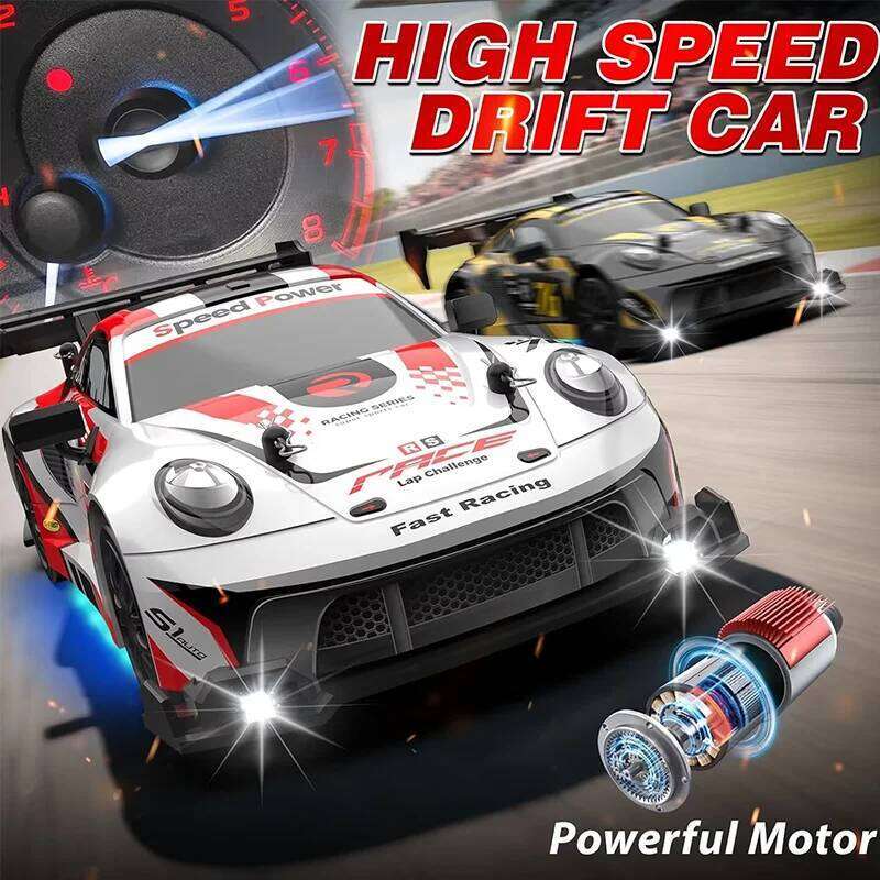 New 4WD 1:24 Scale RC Drift 2.4GHz 30KM/H High Speed M4 Racing Sport Car LED Lights with Extra Tires Toy Kid Adult Gifts Z260303