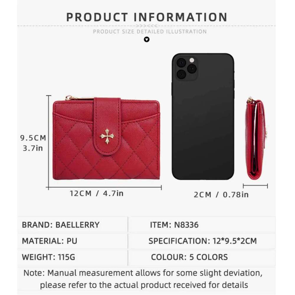 Four-Leaf Clover Quilted Zipper Coin Purse Bifold Women's Short Wallet Multi-Functional Fashion Casual Multi-Slot Card Holder C260304