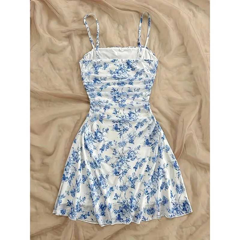 Dresses Spring Summer Cute Dating Ditsy Floral Sleeveless Square Neck Mini Cami Casual Dresses For Women M260304