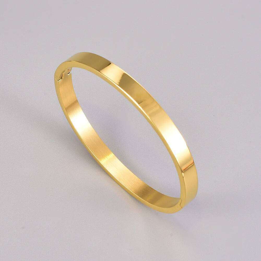 C02 Popular foreign trade item: Simple and fashionable, plain geometric stainless steel, gold smooth bracelet XJ260303