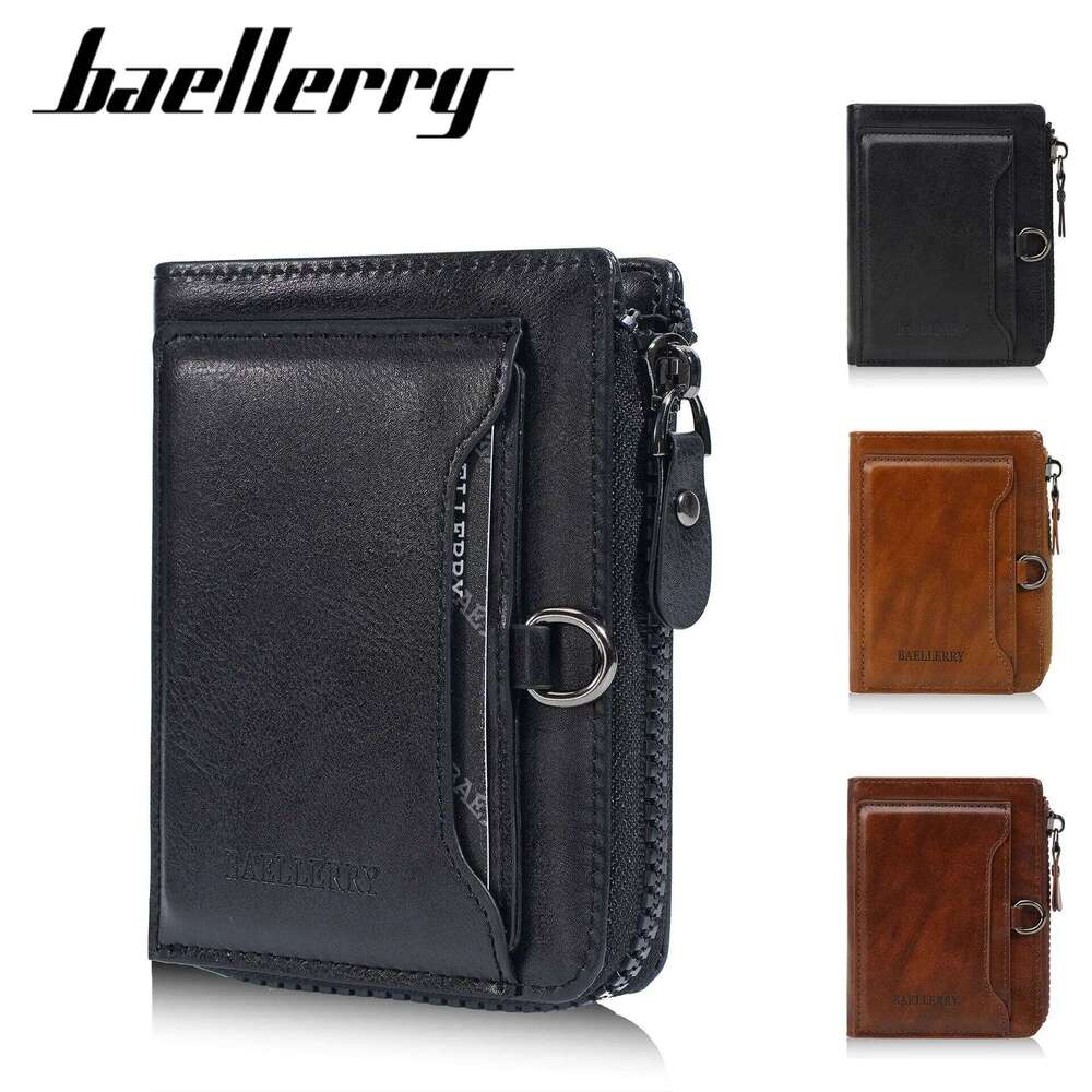 1Pcs Men's Short Wallet with Multiple Slots, Zipper Coin Pocket, Portable Compact Pu Card Holder, Durable and Stylish, Suitable as a Gift C260304