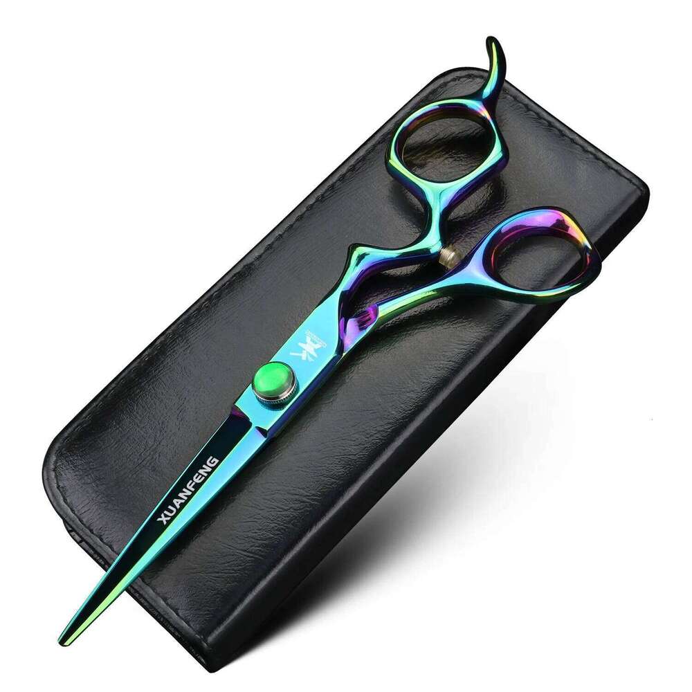 XUANFENG 6 inch Silver Curved Handle Hair Steel Barber Cutting and Thinning Scissors H260303
