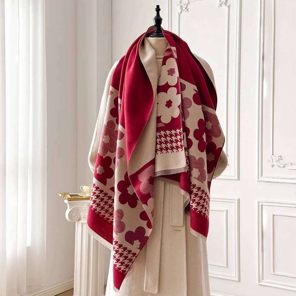 2025 New Elegant Ladies' Pashmina Jacquard Cashmere Winter Thick Warmth Two-Sided Shawl Coldproof Windproof Blanket Scarf XJ260304