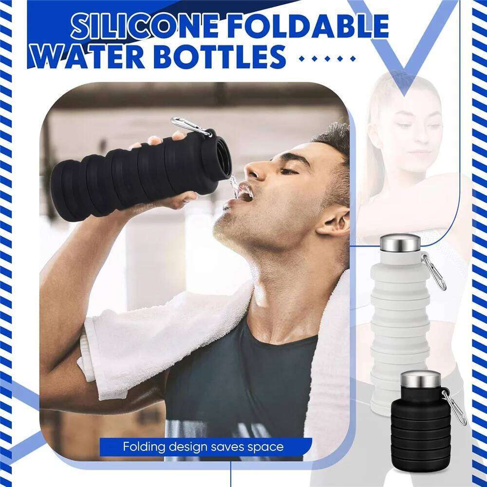Collapsible Bottles Travel Foldable Portable Water Bottle Silicone Reusable Leakproof for Camping Hiking Cycling S260303