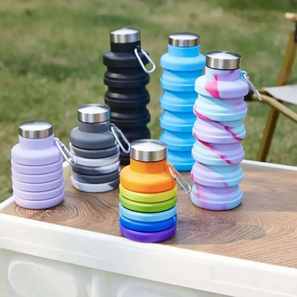Collapsible Water Bottle, Reuseable BPA Free Silicone Foldable Bottles Portable Hiking Cup For Outdoor Mountaineering Tours S260303