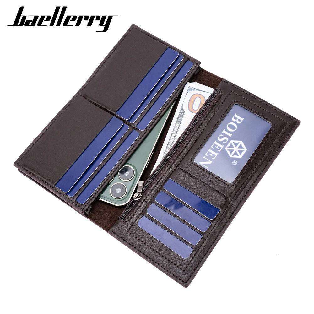 Color Blocking RFID Wallet for Men, Baellerry Long Business Card Holder with Many Pockets, Formal Office Use C260304