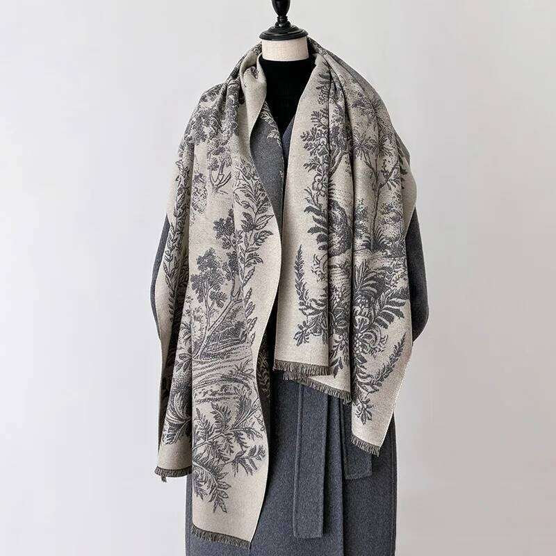 Winter Design Pashmina Blanket Cashmere Scarf for Women Warm Thick Shawls and Wraps Poncho Female Bufanda Echarpe Tassel Muffler XJ260304