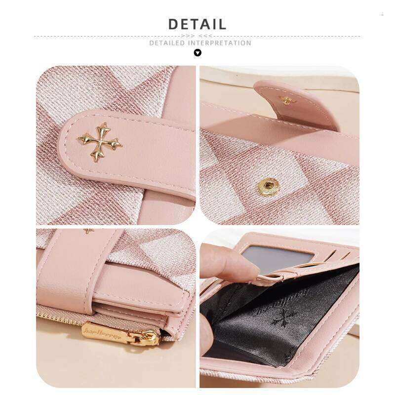 New Women'S Short Small Fragrance Style Two Fold Zero Purse Fashion Diamond Grid Card Holder Woman C260304