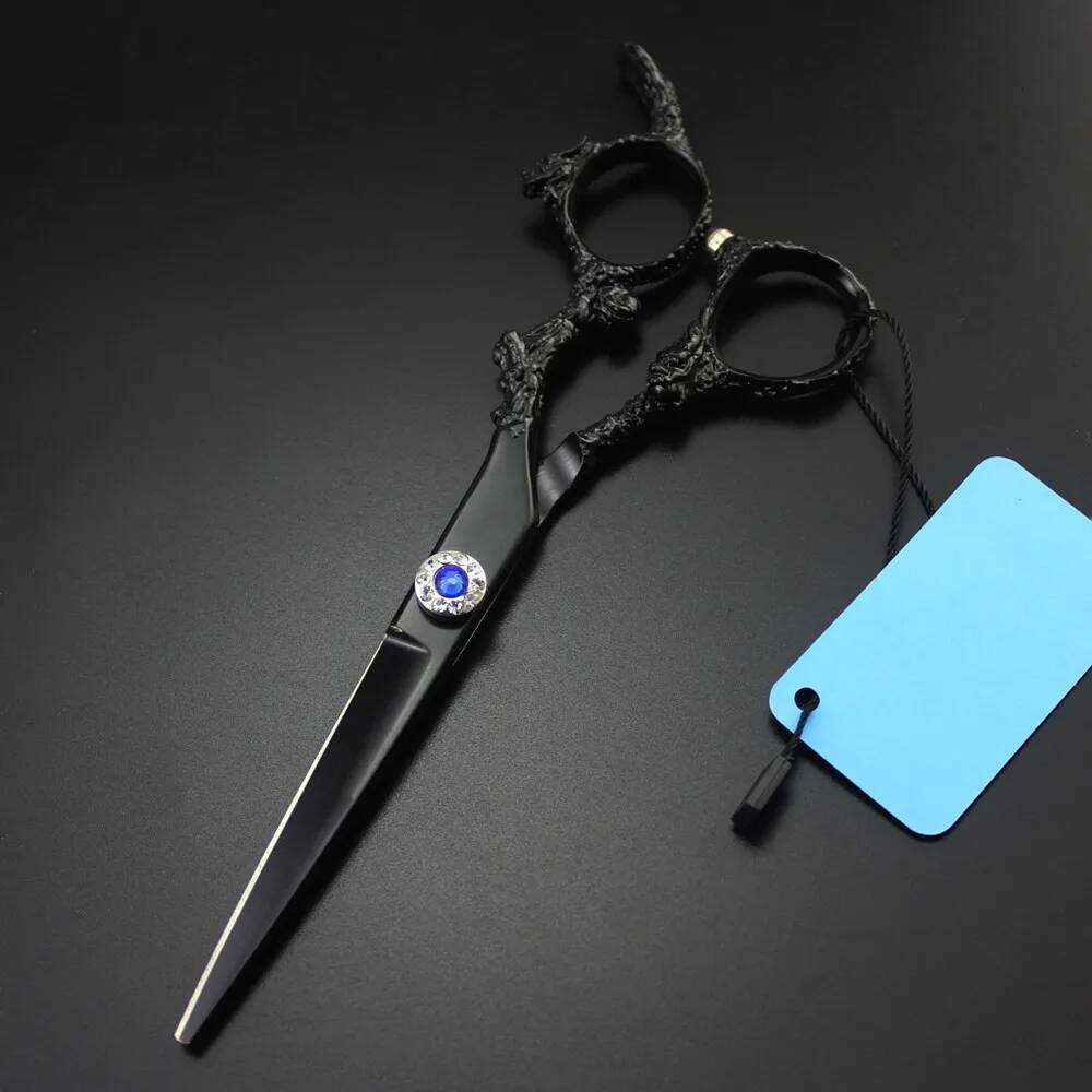 Customize logo JP 440c steel 6 '' Black Dragon hair cutting barber tools haircut thinning shears hairdresser scissors H260303