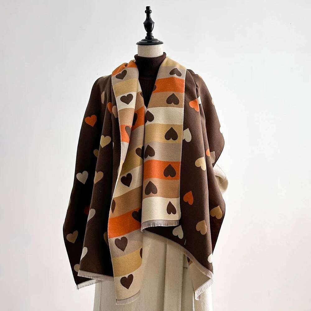 2025 Luxury Fashion Womens Heart Pattern Shawl Pashmina Warm Autumn Winter Scarf for Mujer Femme Stylish Accessory Bufanda XJ260304