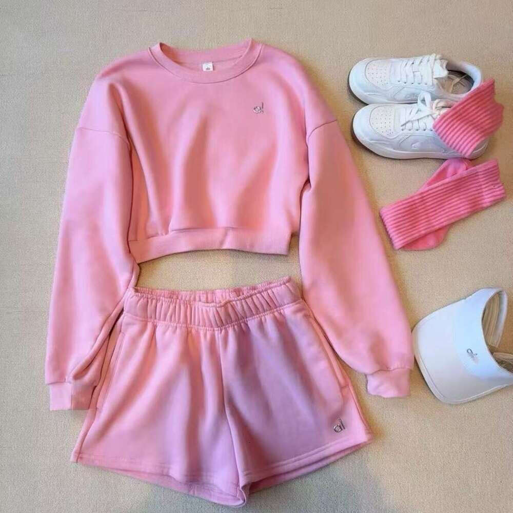 Neat Yoga Gym Set Aloismness Women Men Shorts Sweatshirt Pullover Jacket Set Casual Fashion Designer 3D Silver Logo Aloismness Sets Women Clothes Jogging Men Shorts