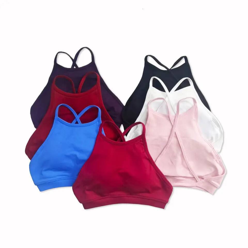 Dynamic High Neck Backless Bra Support Back Cross Fitness Underwear Push-up Gym Clothes Workout Sports Tank Top dongdumaoyi