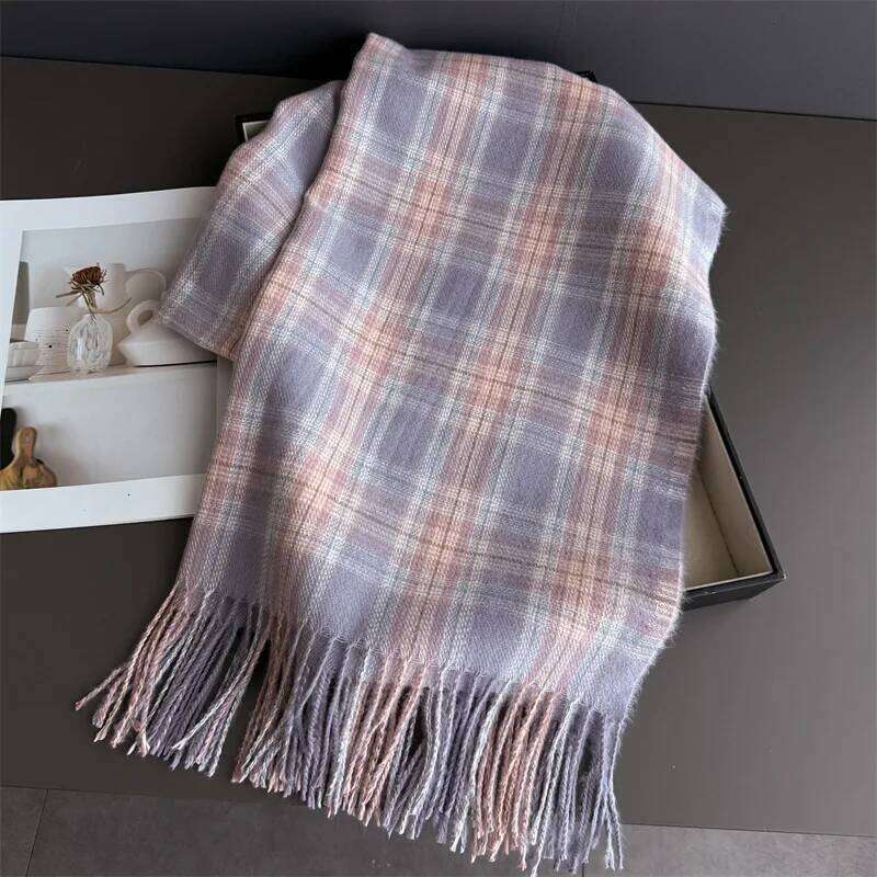 Neck Warmer Scarf For Women Men Autumn Luxury Thickened Tassel Pashmina Shawl Faux Cashmere Warps Winter Ladies Blanket XJ260304