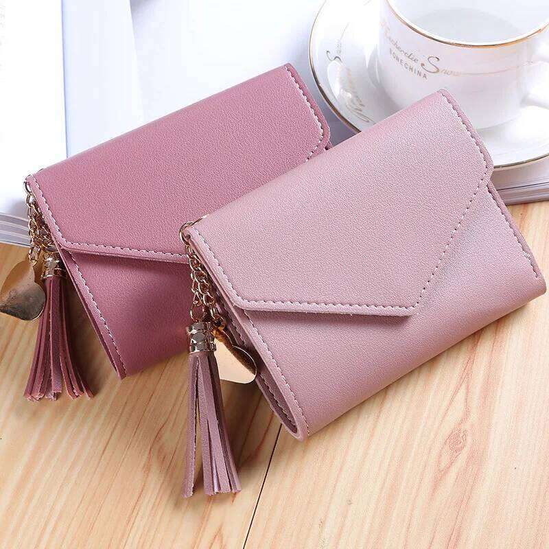 Fashion Short Wallets PU Leather Women Luxury Tassels Hasp Small Wallet Trend Coin Purse Ladies Card Holder Pouch C260304