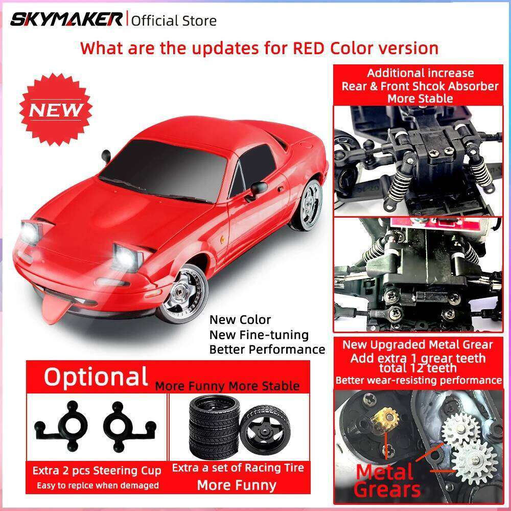 Skymaker LDRC LD1804 1/18 Drift Car MX5 2.4GHz RWD with ESP Gyroscope on-Road LED Lights Full Scale RC Cars Children Toy Gift Z260303