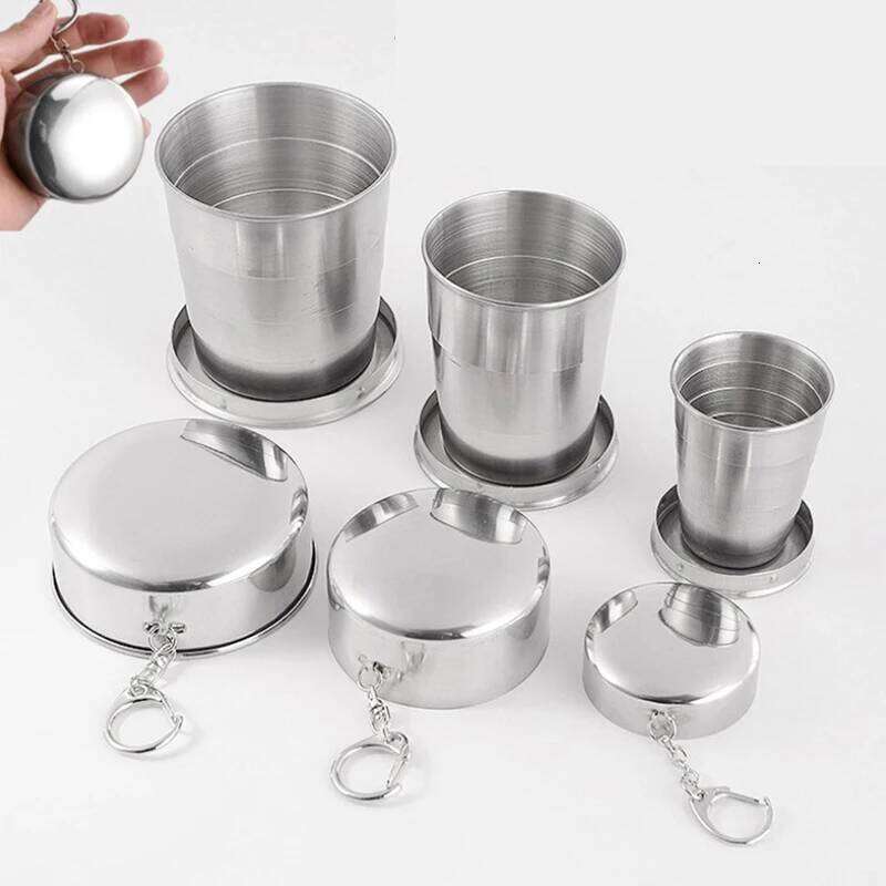 Stainless Steel Folding Cup With Keychain Portable Retractable Telescopic Cups S260303 158