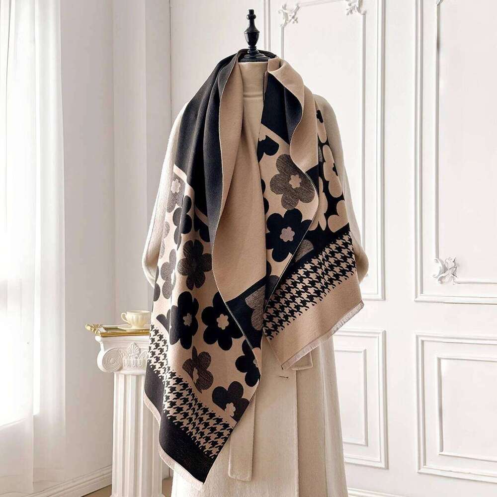 2025 New Elegant Ladies' Pashmina Jacquard Cashmere Winter Thick Warmth Two-Sided Shawl Coldproof Windproof Blanket Scarf XJ260304
