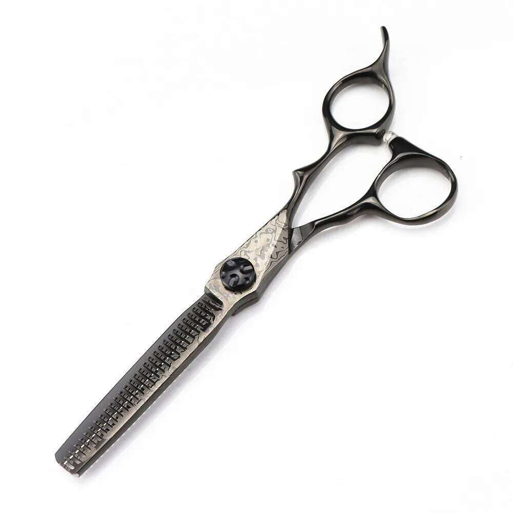 Professional 6 '' Black Damascus hair screw cutting barber tools haircut thinning shears hairdressing scissors H260303