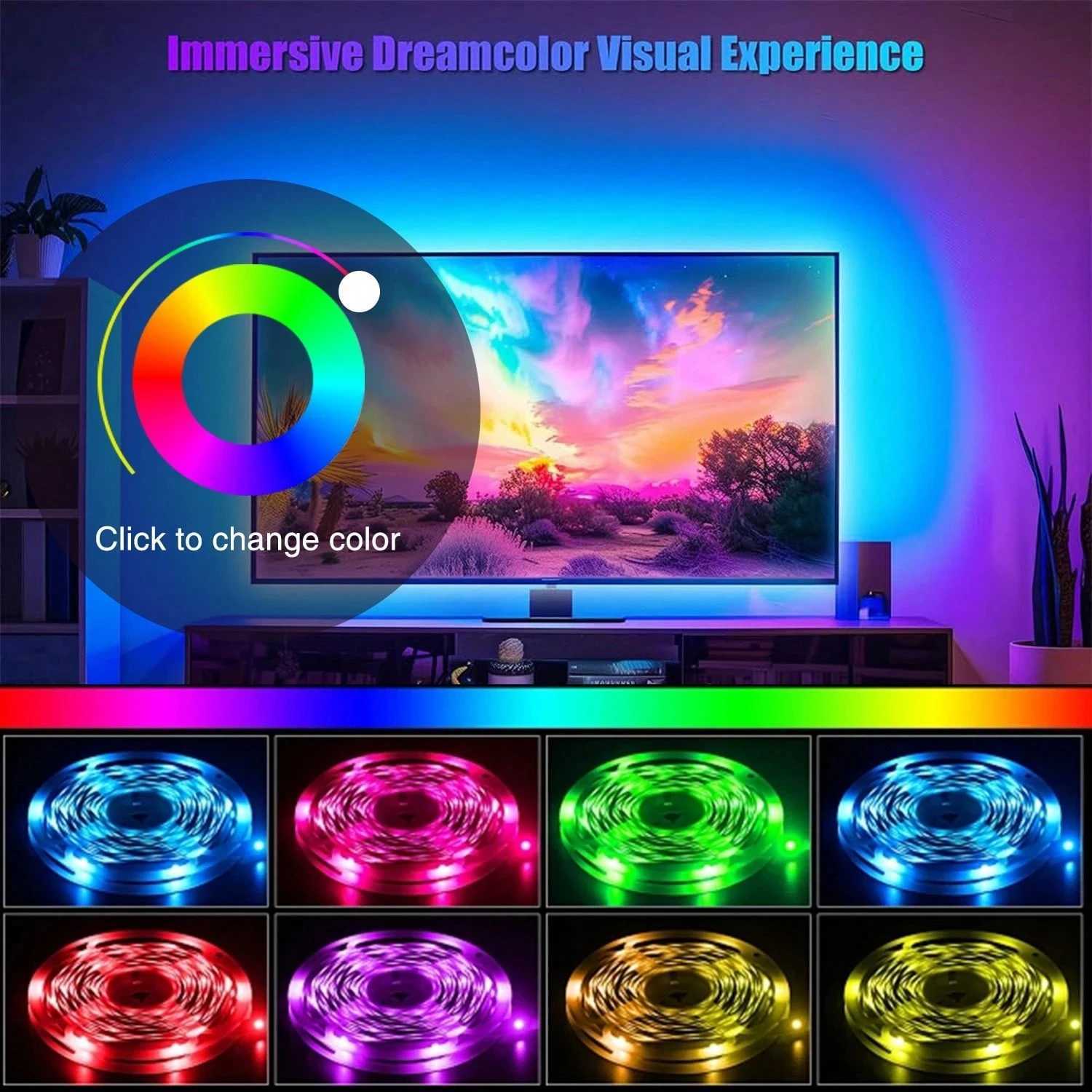 5V USB Powered 5050 LED Strip Phone APP Control 1-30 Meter RGB Flexible Light Strip for Home Party Bedroom Ambient Lighting H260304