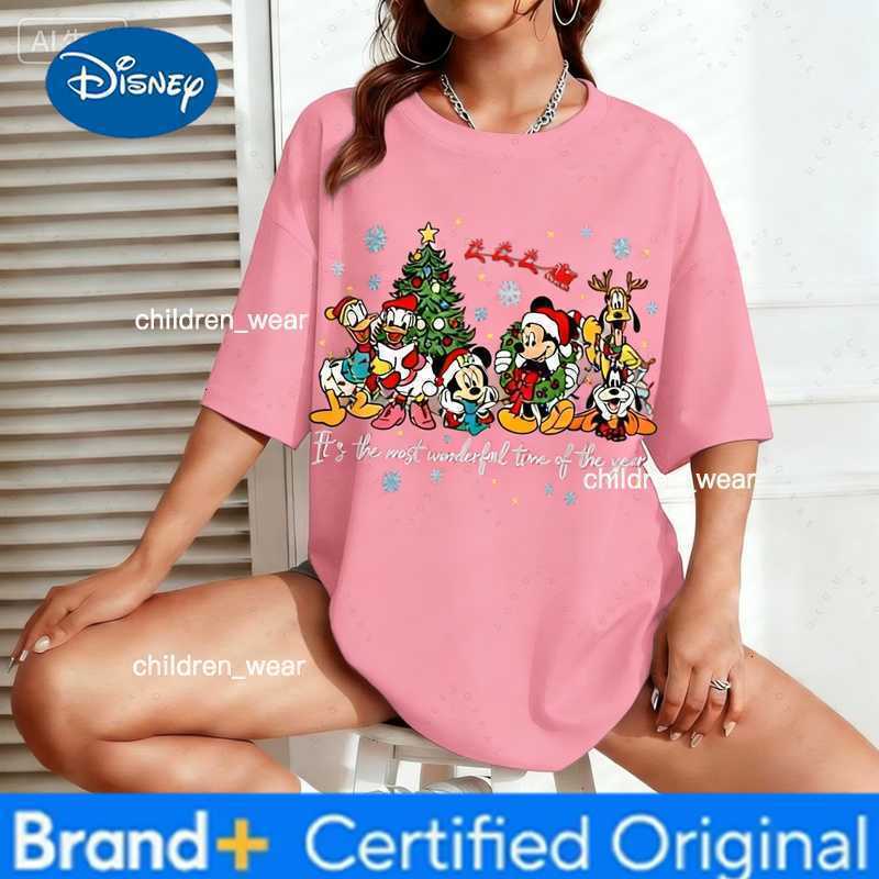 Disney 2026 Mickey And Minnie Gradient Graphic Printed Cotton T-Shirt Sweat Absorbing Family T-Shirt Clothing For Parents And Children H260304